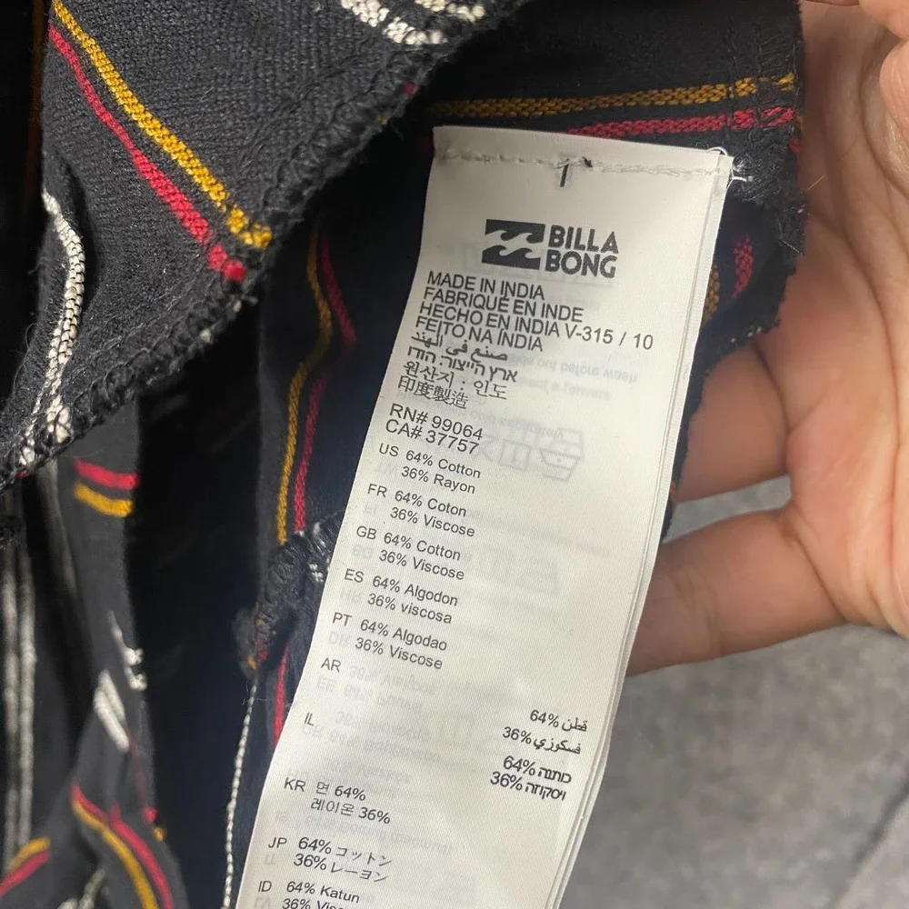 Billabong Romper Large Black Striped Play All Day V-Neck Long Sleeve - Picture 12 of 15